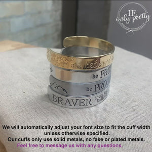 Hidden Message Custom Bracelet - Custom Sterling Silver Cuff Bracelet Inside and Outside / Typewriting